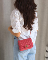 Chanel Classic Flap Mini Square | Dark Pink Caviar Light Gold Hardware-model