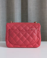Chanel Classic Flap Mini Square | Dark Pink Caviar Light Gold Hardware-back
