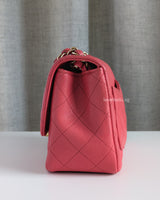 Chanel Classic Flap Mini Square | Dark Pink Caviar Light Gold Hardware-details