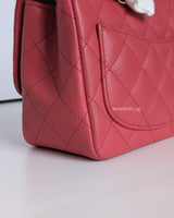 Chanel Classic Flap Mini Square | Dark Pink Caviar Light Gold Hardware-details
