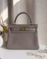 Hermes Kelly 28 | Gris Asphalte M8 Togo Gold Hardware-front