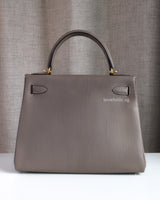 Hermes Kelly 28 | Gris Asphalte M8 Togo Gold Hardware-back