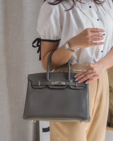 Hermes Birkin Retourne 30 | Etain Taurillon Clemence Palladium Hardware-model