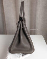 Hermes Birkin Retourne 30 | Etain Taurillon Clemence Palladium Hardware-details