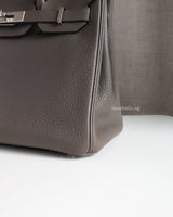 Hermes Birkin Retourne 30 | Etain Taurillon Clemence Palladium Hardware-details
