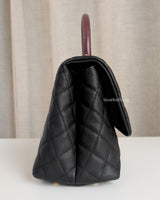 Chanel Coco Handle Medium | Black Caviar Brushed Gold Hardware-side