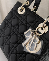Dior My Lady Dior Small | Black Lambskin Light Gold Hardware-details