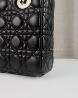Dior My Lady Dior Small | Black Lambskin Light Gold Hardware-details