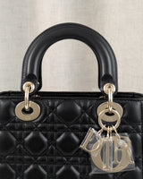 Dior My Lady Dior Small | Black Lambskin Light Gold Hardware-details