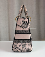 Dior Lady D-Lite Medium | Pink Floral Fabric Light Gold Hardware-side