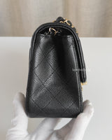 Chanel Classic Flap Mini Square | Black Caviar Light Gold Hardware-side