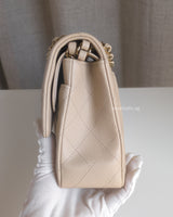 Chanel Classic Flap Medium | Beige Caviar Light Gold Hardware-details
