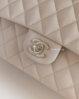 Chanel Classic Flap Medium | Beige Caviar Light Gold Hardware-details