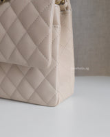 Chanel Classic Flap Medium | Beige Caviar Light Gold Hardware-details