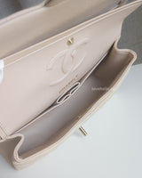 Chanel Classic Flap Medium | Beige Caviar Light Gold Hardware-details