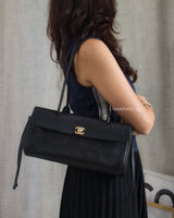 Chanel Small Shopping Tote | Black Caviar Gold Hardware-model
