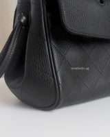 Chanel Small Shopping Tote | Black Caviar Gold Hardware-details