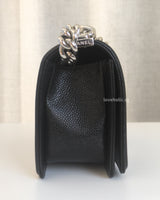 Chanel Boy Chevron Small | Black Caviar Silver Hardware-side