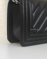 Chanel Boy Chevron Small | Black Caviar Silver Hardware-details