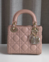 Dior Lady Dior Mini | Blush Lambskin Light Gold Hardware-front1