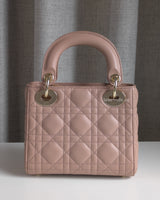 Dior Lady Dior Mini | Blush Lambskin Light Gold Hardware-back
