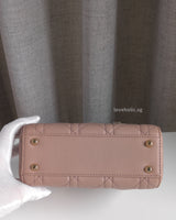 Dior Lady Dior Mini | Blush Lambskin Light Gold Hardware-details