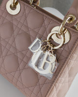 Dior Lady Dior Mini | Blush Lambskin Light Gold Hardware-details