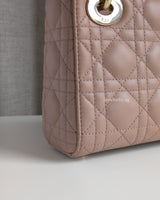 Dior Lady Dior Mini | Blush Lambskin Light Gold Hardware-details