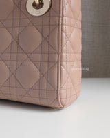 Dior Lady Dior Mini | Blush Lambskin Light Gold Hardware-details