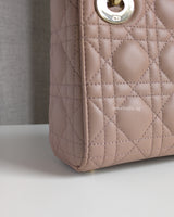 Dior Lady Dior Mini | Blush Lambskin Light Gold Hardware-details