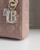 Dior Lady Dior Mini | Blush Lambskin Light Gold Hardware-details