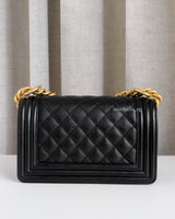 Chanel Boy Small | Black Caviar Brushed Gold Hardware-back