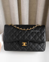 Chanel Classic Flap Jumbo | Black Caviar Gold Hardware-front1