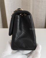 Chanel Classic Flap Mini Square | Black Lambskin Light Gold Hardware-details