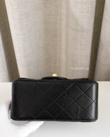 Chanel Classic Flap Mini Square | Black Lambskin Light Gold Hardware-details