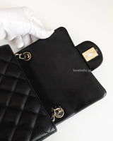Chanel Classic Flap Mini Square | Black Lambskin Light Gold Hardware-details