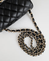 Chanel Classic Flap Mini Square | Black Lambskin Light Gold Hardware-details