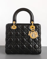 Dior Lady Dior Medium | Black Lambskin Gold Hardware-front1