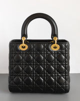 Dior Lady Dior Medium | Black Lambskin Gold Hardware-back