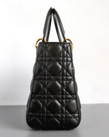 Dior Lady Dior Medium | Black Lambskin Gold Hardware-side