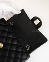Chanel Classic Flap Mini Rectangle | Black Caviar Light Gold Hardware-details