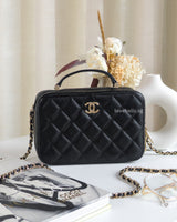 Chanel Camera Bag Black Caviar Light Gold Hardware-front