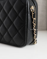 Chanel Camera Bag Black Caviar Light Gold Hardware-details