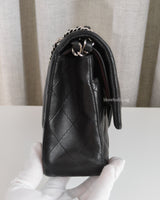 Chanel Classic Flap Medium | Black Lambskin Silver Hardware-side