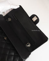 Chanel Classic Flap Medium | Black Lambskin Silver Hardware-details