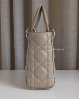 Dior Lady Dior Mini | Natural Beige Lambskin Light Gold Hardware-side