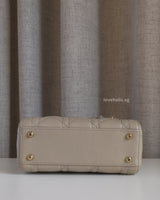Dior Lady Dior Mini | Natural Beige Lambskin Light Gold Hardware-details