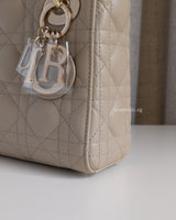 Dior Lady Dior Mini | Natural Beige Lambskin Light Gold Hardware-details