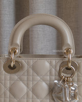Dior Lady Dior Mini | Natural Beige Lambskin Light Gold Hardware-details