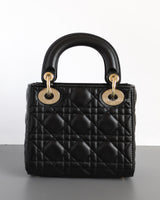 Dior Lady Dior Mini | Black Lambskin Light Gold Hardware-back